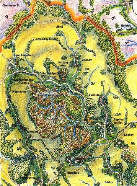 Teplickie i Adrszpaskie Skalne Miasta - mapa